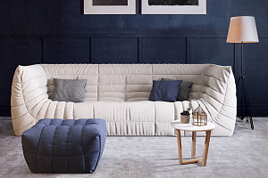 П-образный диван ДеФранс для гостиной, белый диван для современного интерьера 